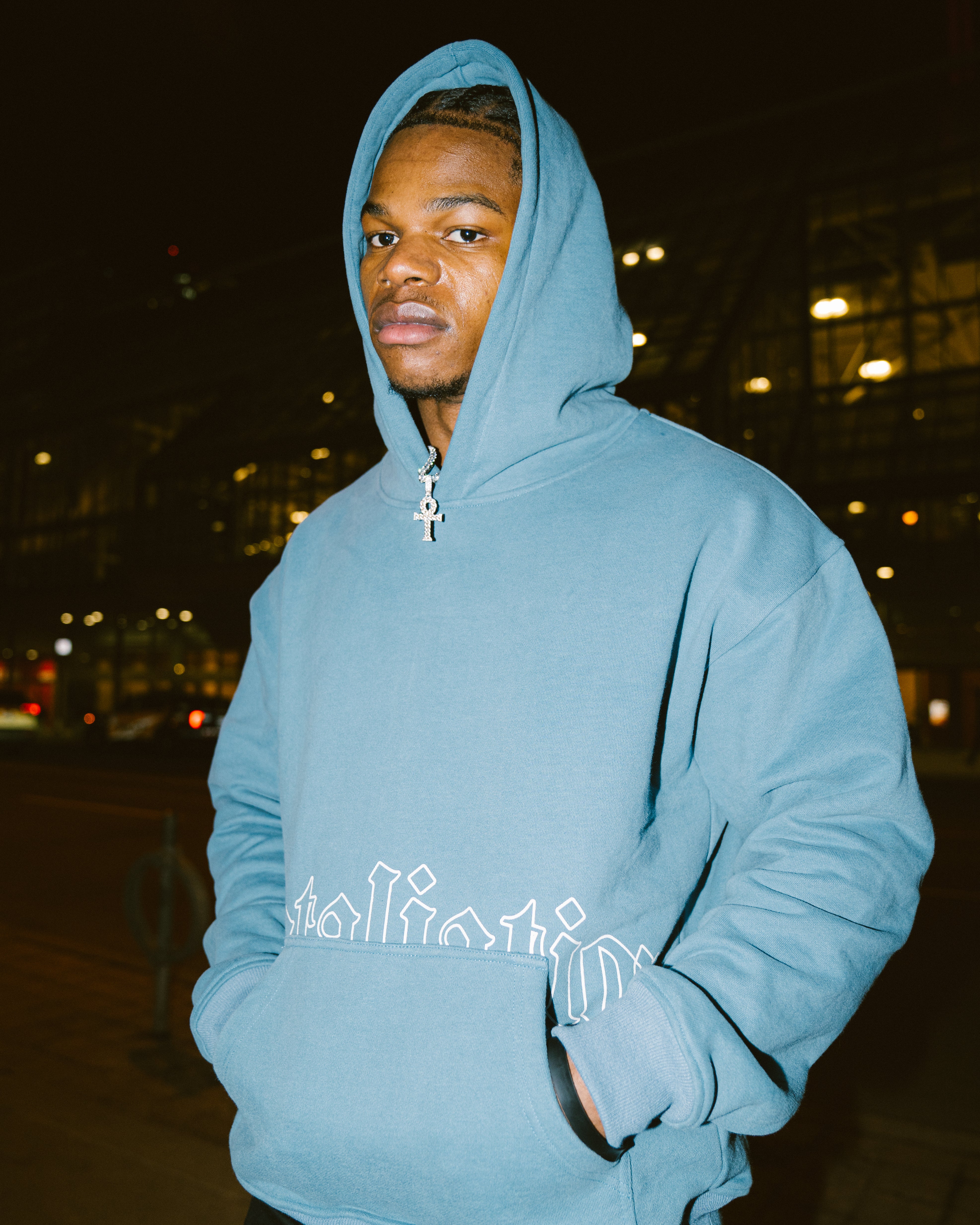 Engraved Pouch Hoodie Moonlight Blue