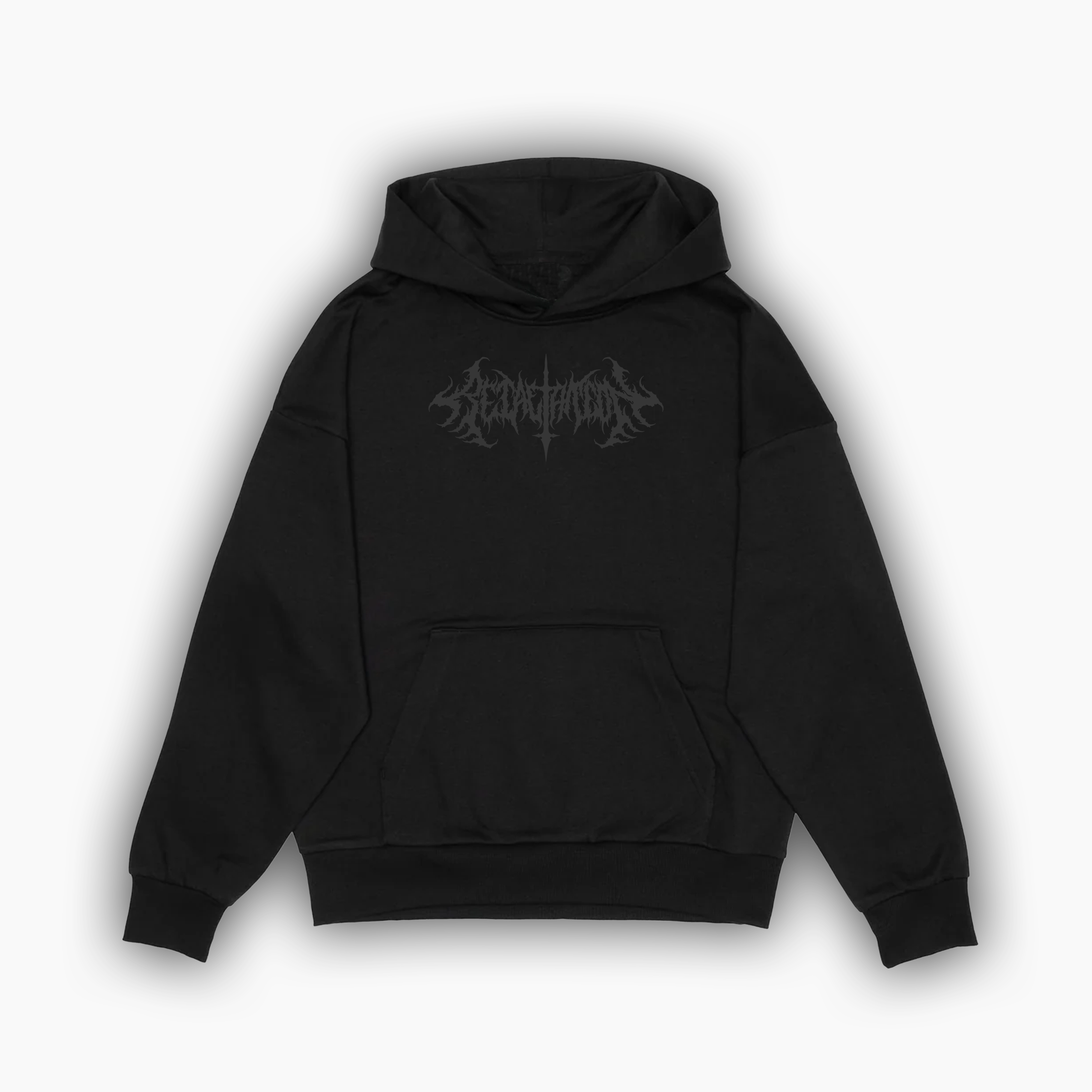 Incision | Drop Shoulder Hoodie | Grey on Black