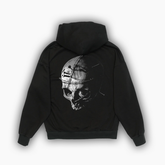 Barbed Skull Hoodie | White on Black