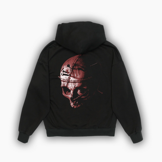 Barbed Skull Hoodie | Red on Black