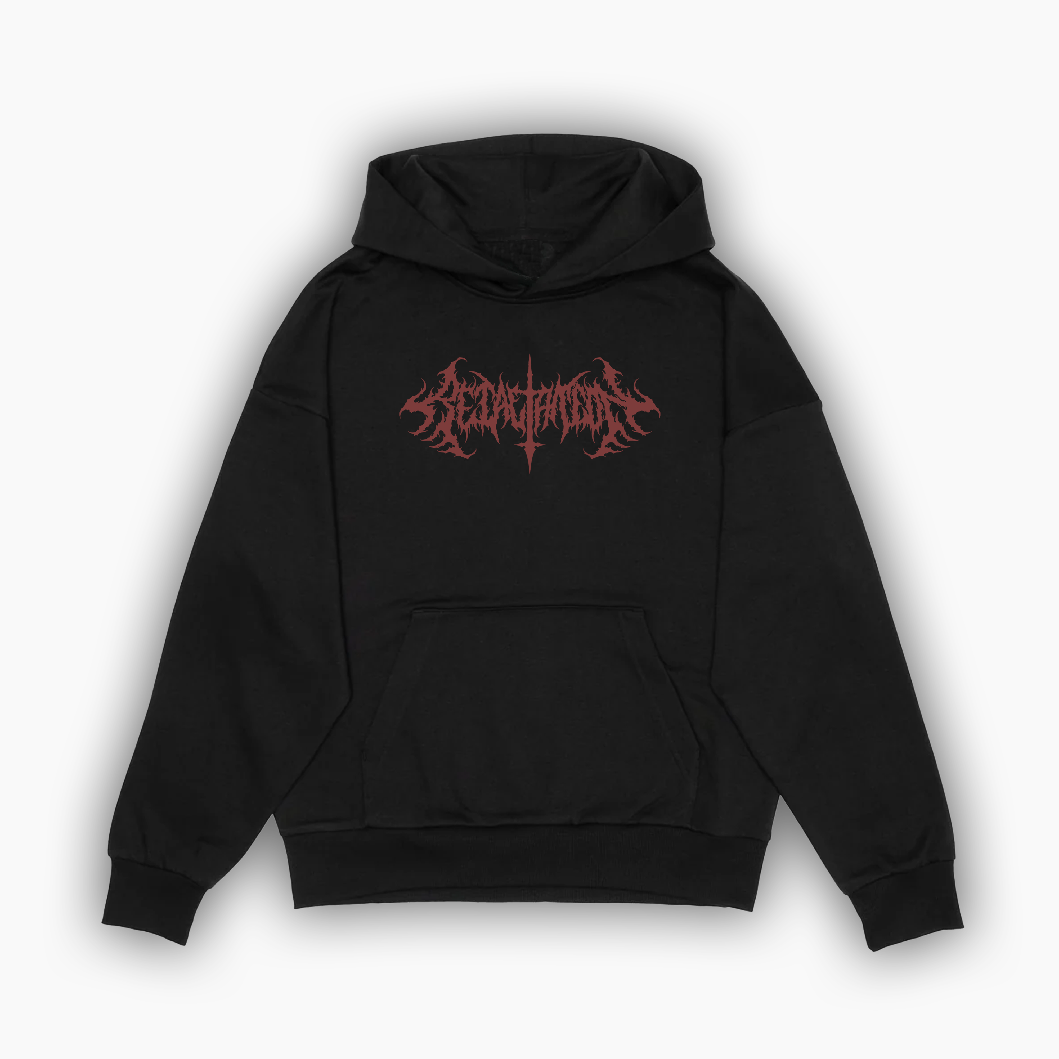 Incision | Drop Shoulder Hoodie | Red on Black